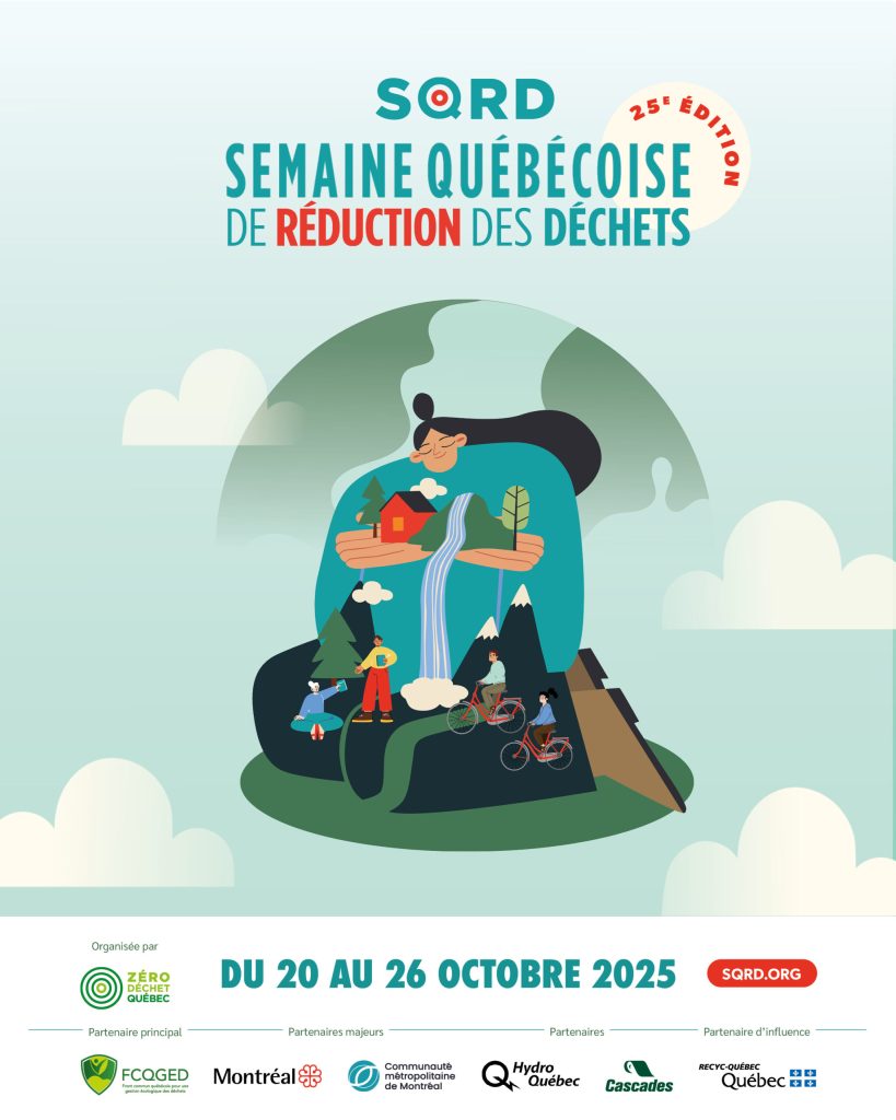 SQRD 2025 (20–26 oct) — Passe à l’action : panel de lancement, webinaires (gaspillage alimentaire, regard sociologique), ateliers créatifs, ciné-rencontre + une foule d’initiatives locales (réparothons, troc, DIY).